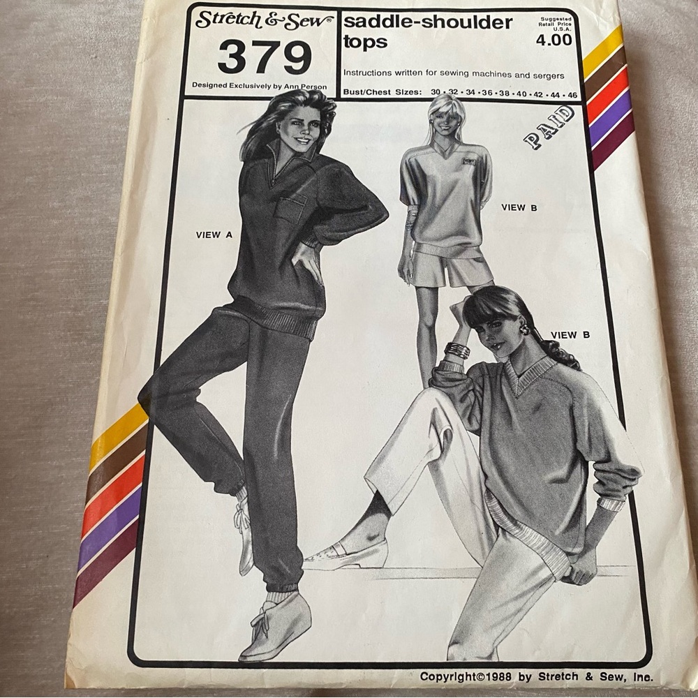 Vintage Stretch & Sew Pattern Saddle Shoulder Tops